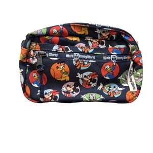 Disney Parks Mickey & Friends Canvas Belt Bag Fanny Pack With Ear Holder NEW